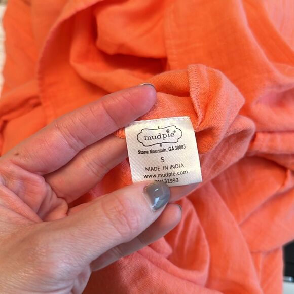Mud Pie Sydney Orange Square Neck Gauze Babydoll Tiered Boho Top - Picture 7 of 7